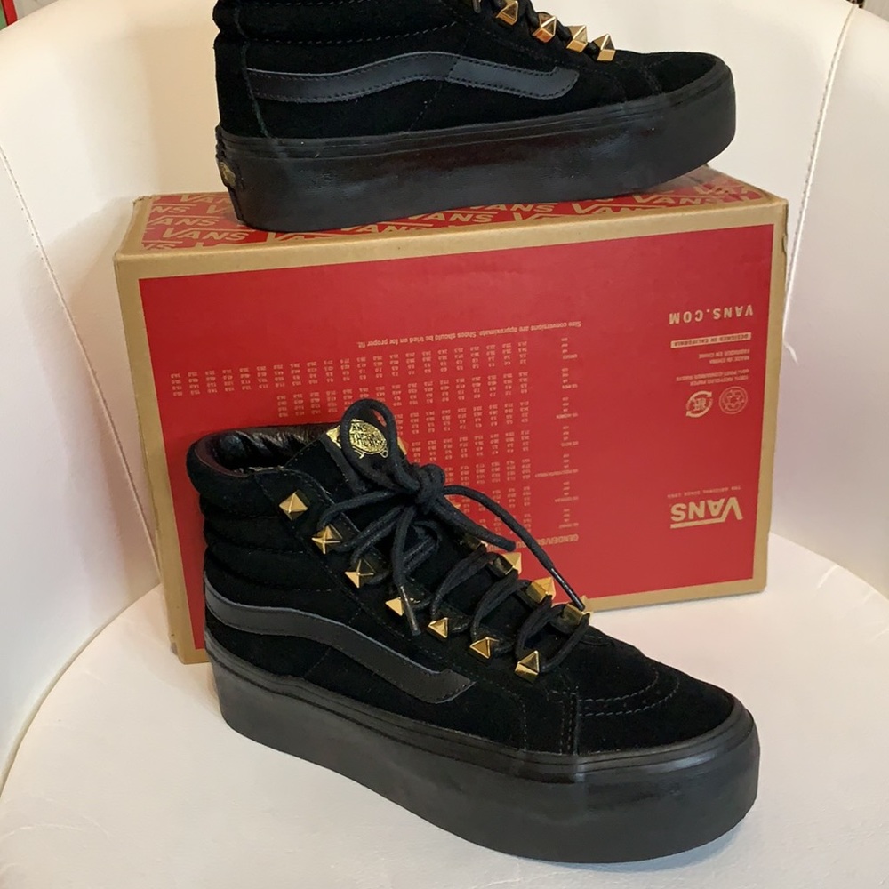Black studded platform Vans